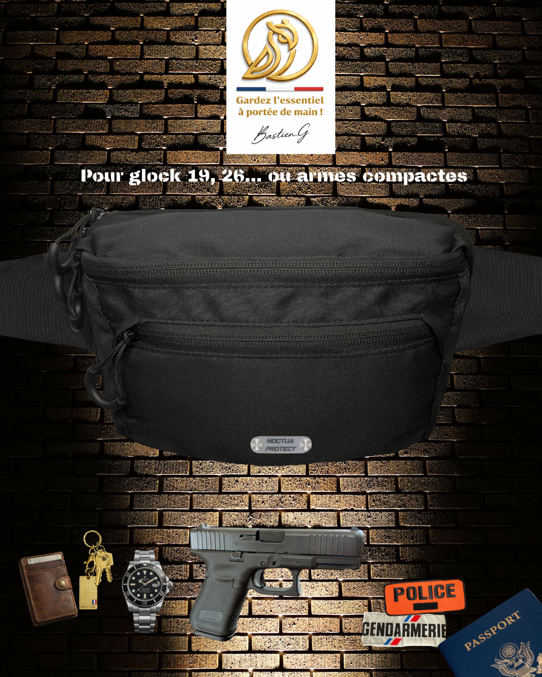 Pour Glock 19,26 et autres armes compactes [Black]