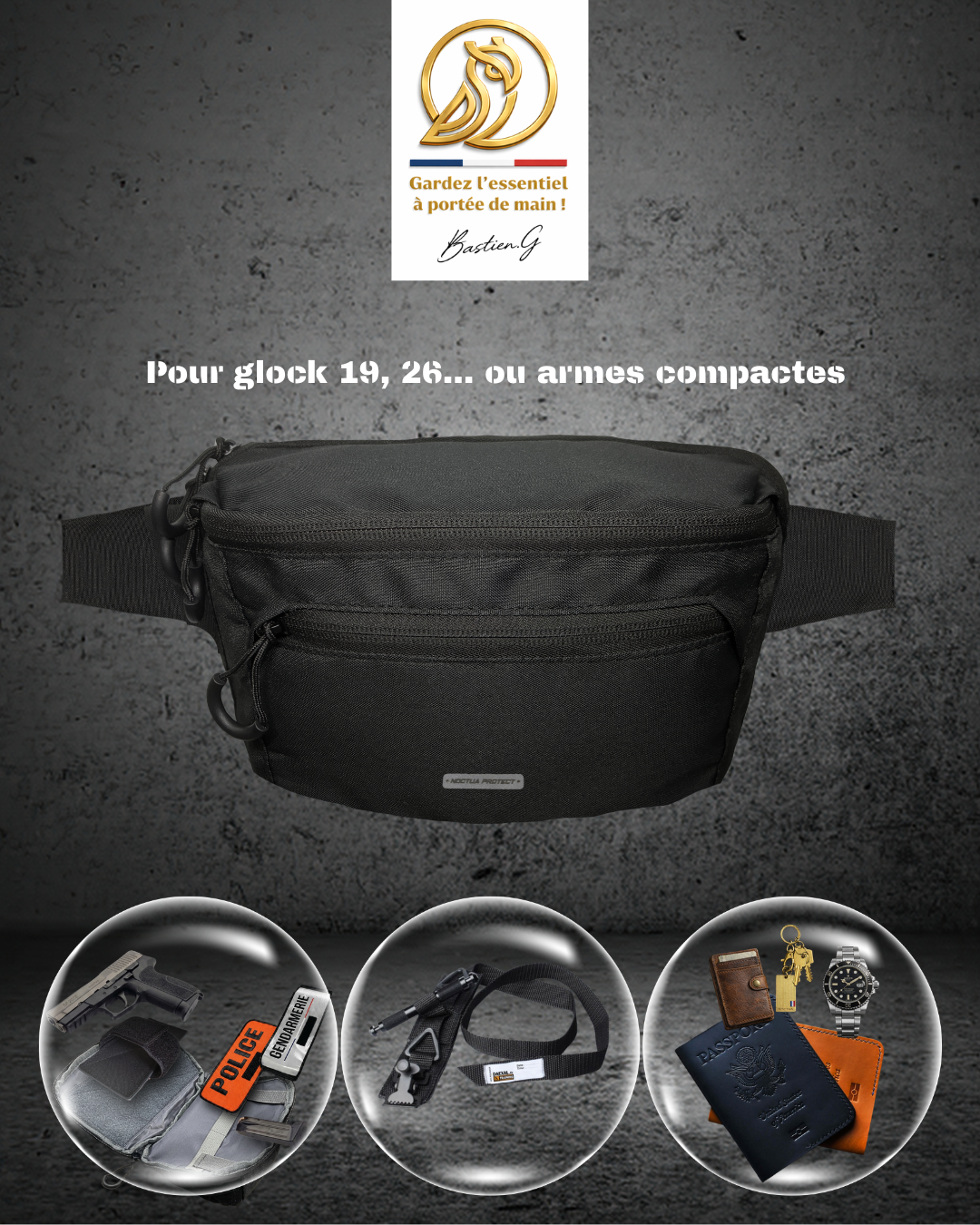 Sacoche pour Glock 19,26 et autres armes compactes [Black]