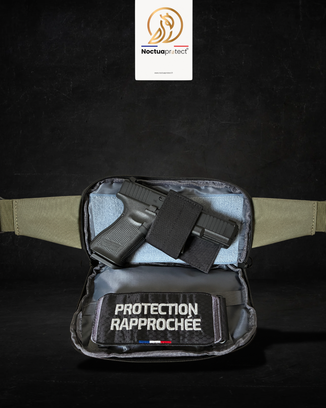 Sacoche port discret (olive green) avec étui universel