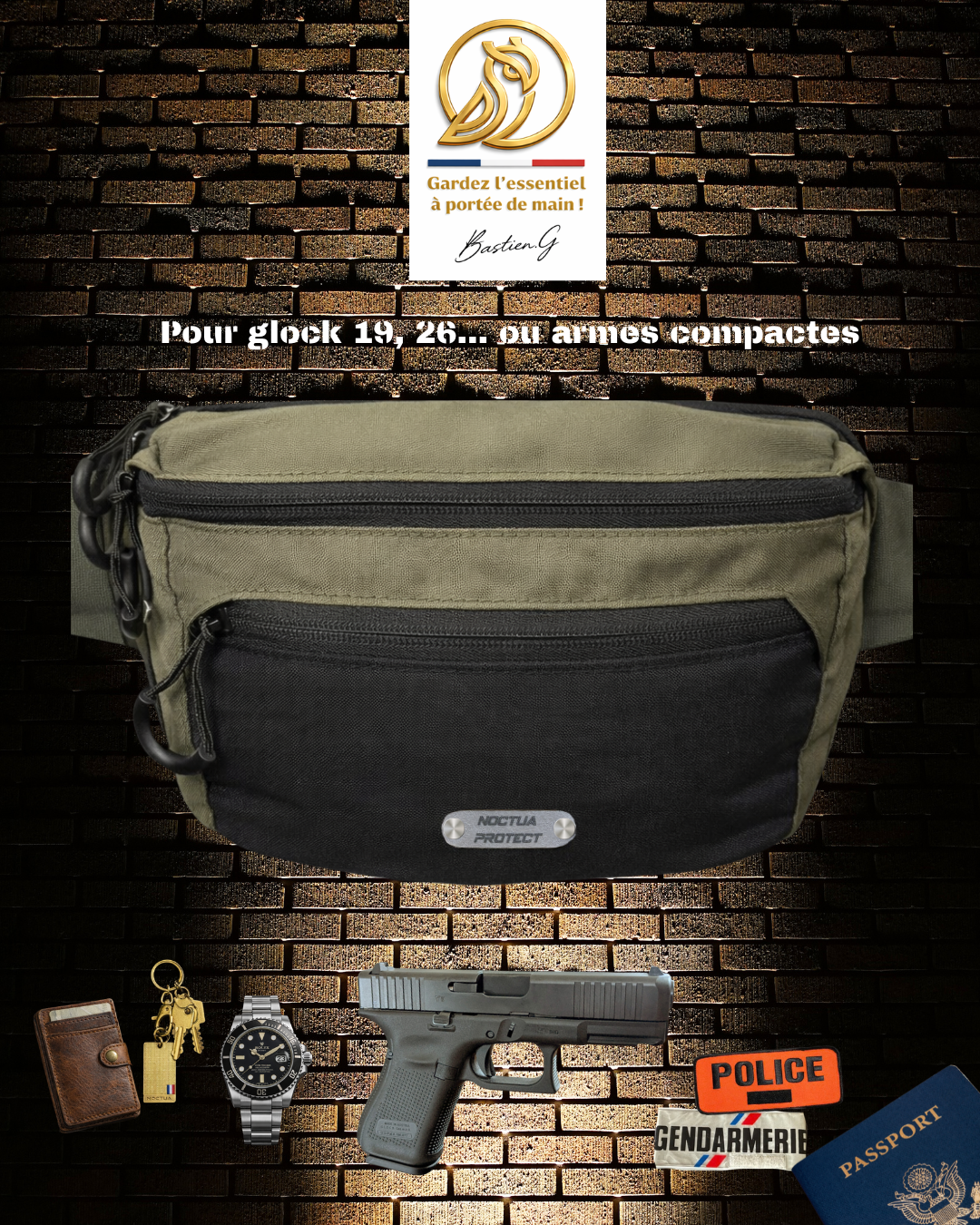 Pour Glock 19,26 et autres armes compactes [kaki]