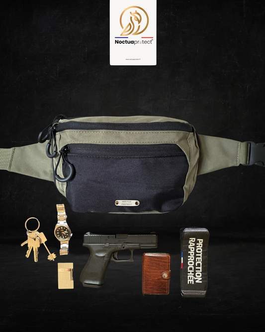 Sacoche port discret (olive green) avec étui universel