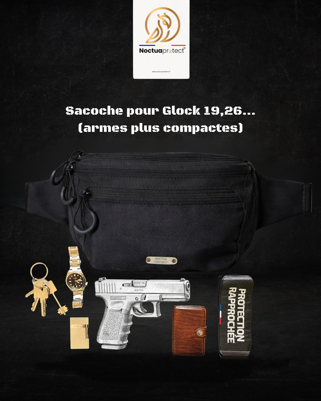 Pour Glock 19,26 et autres armes compactes [Black]