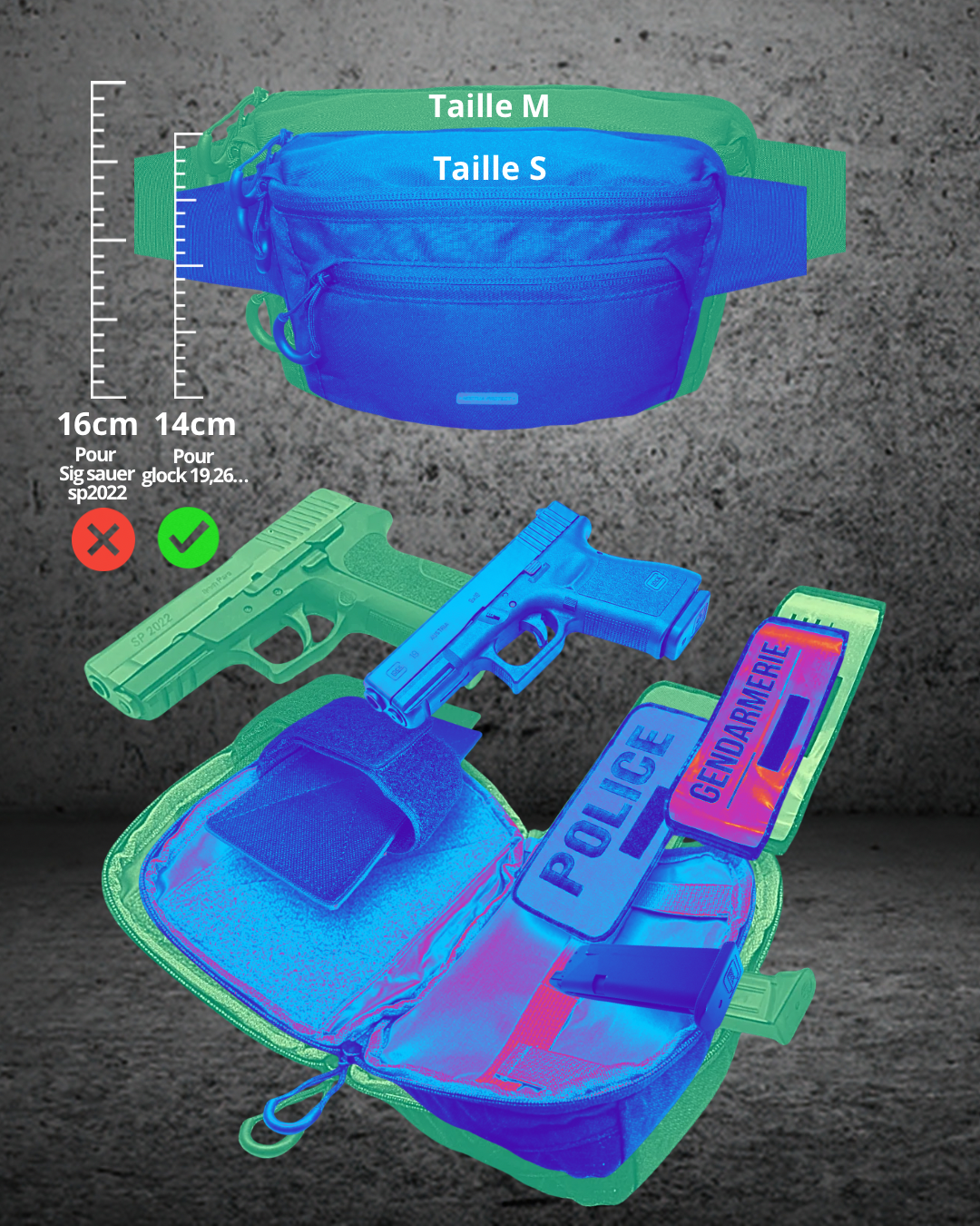 Sacoche pour Glock 19,26 et autres armes compactes [kaki]